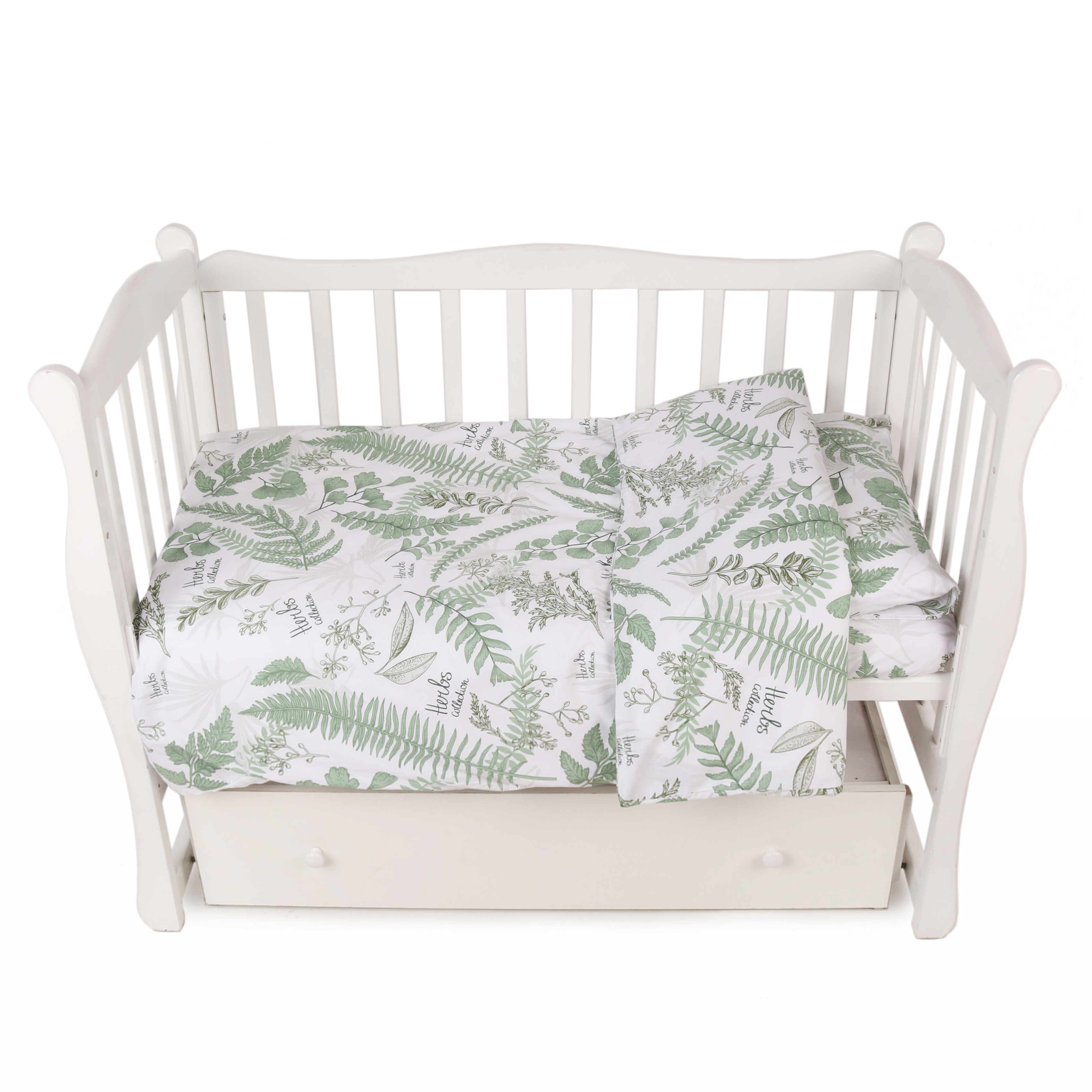 Комплект постельного белья Amarobaby Exclusive Soft Collection Папоротники 3предмета Зеленый - фото 1