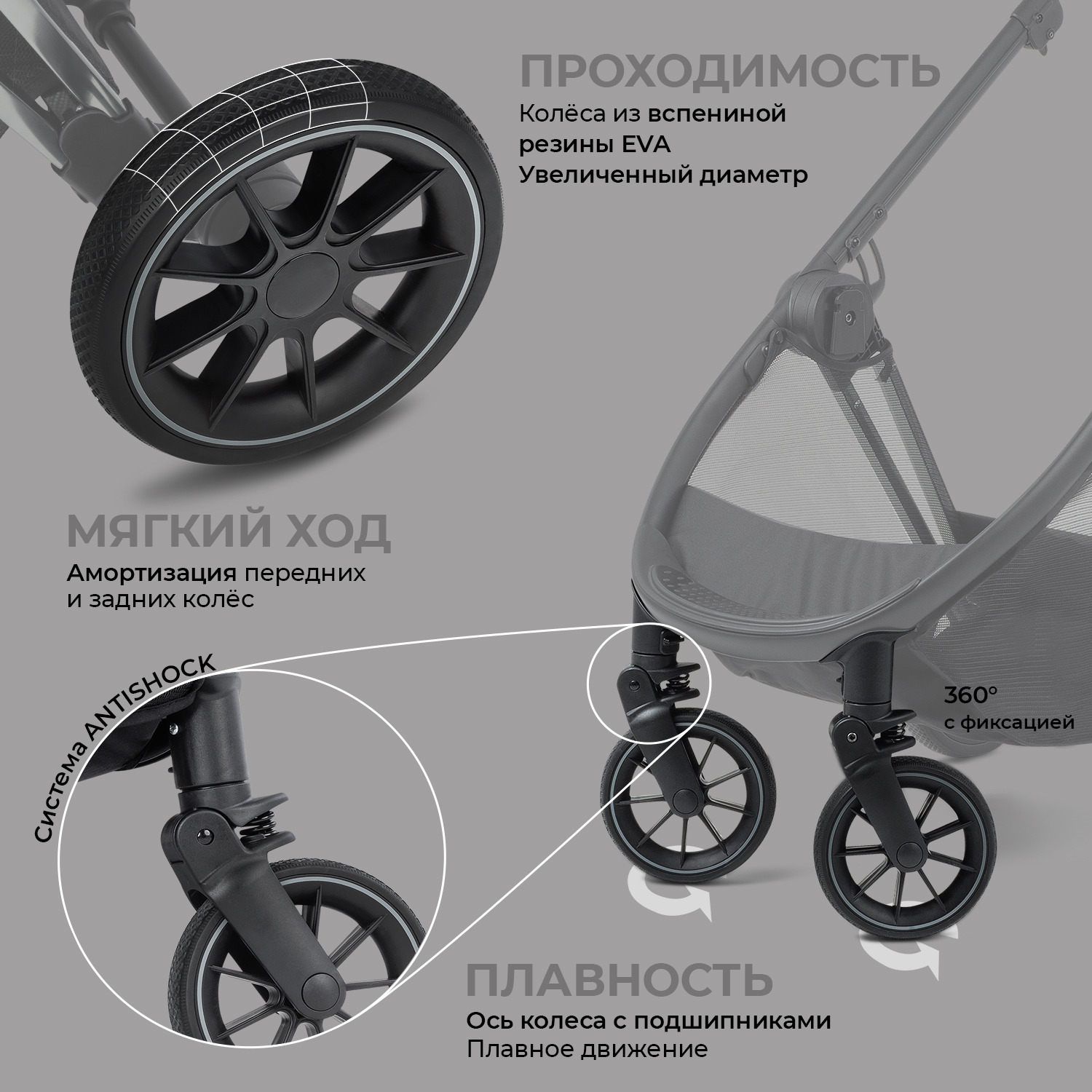 Детская прогулочная коляска Nuovita Vetta серый ацтекский - фото 10