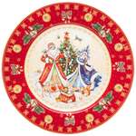 Тарелка Lefard обеденная дед мороз и снегурочка 26см красная 85-1716