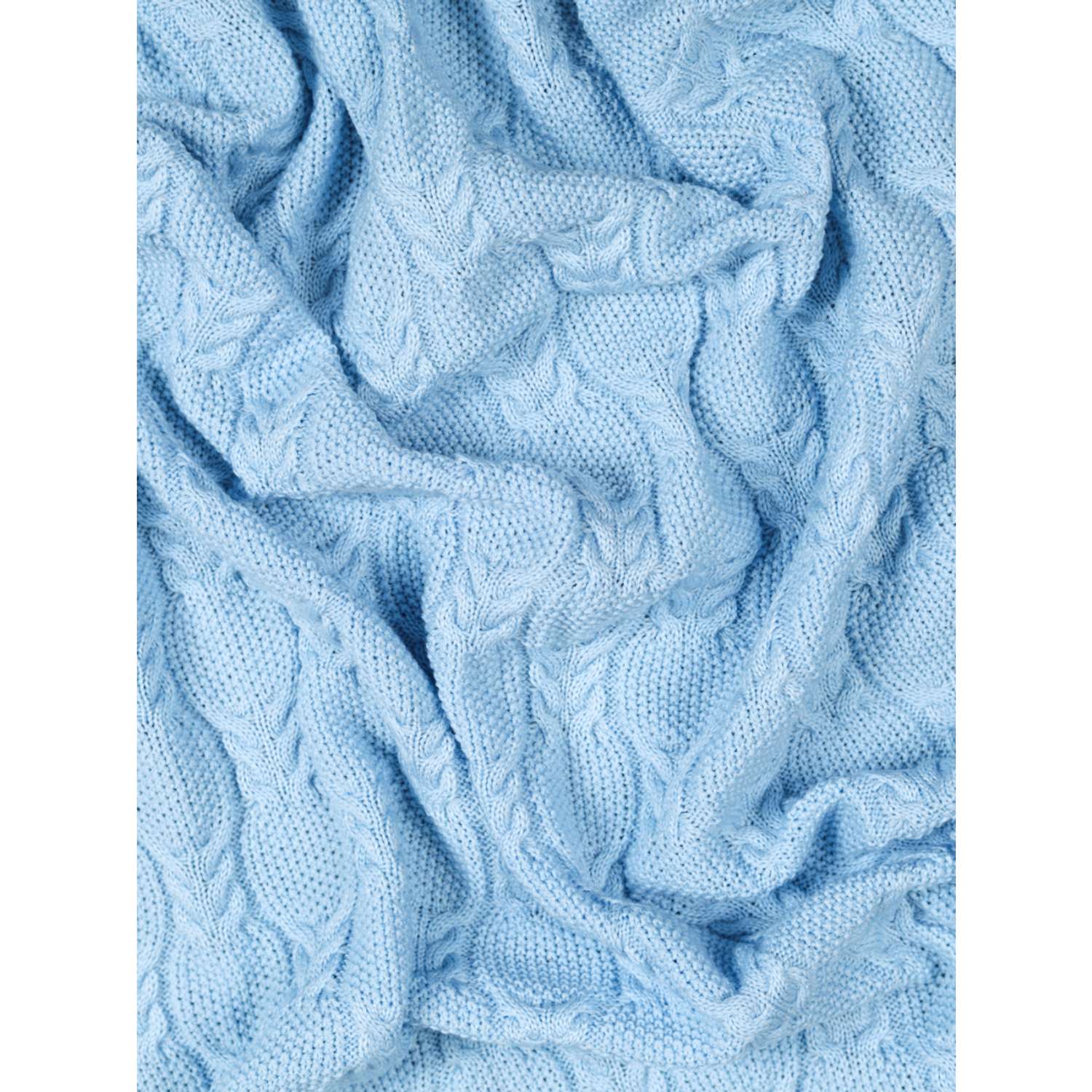Плед-покрывало детский вязаный WARM WHIFF D-42 голубой на выписку в кроватку 90x110 - фото 3