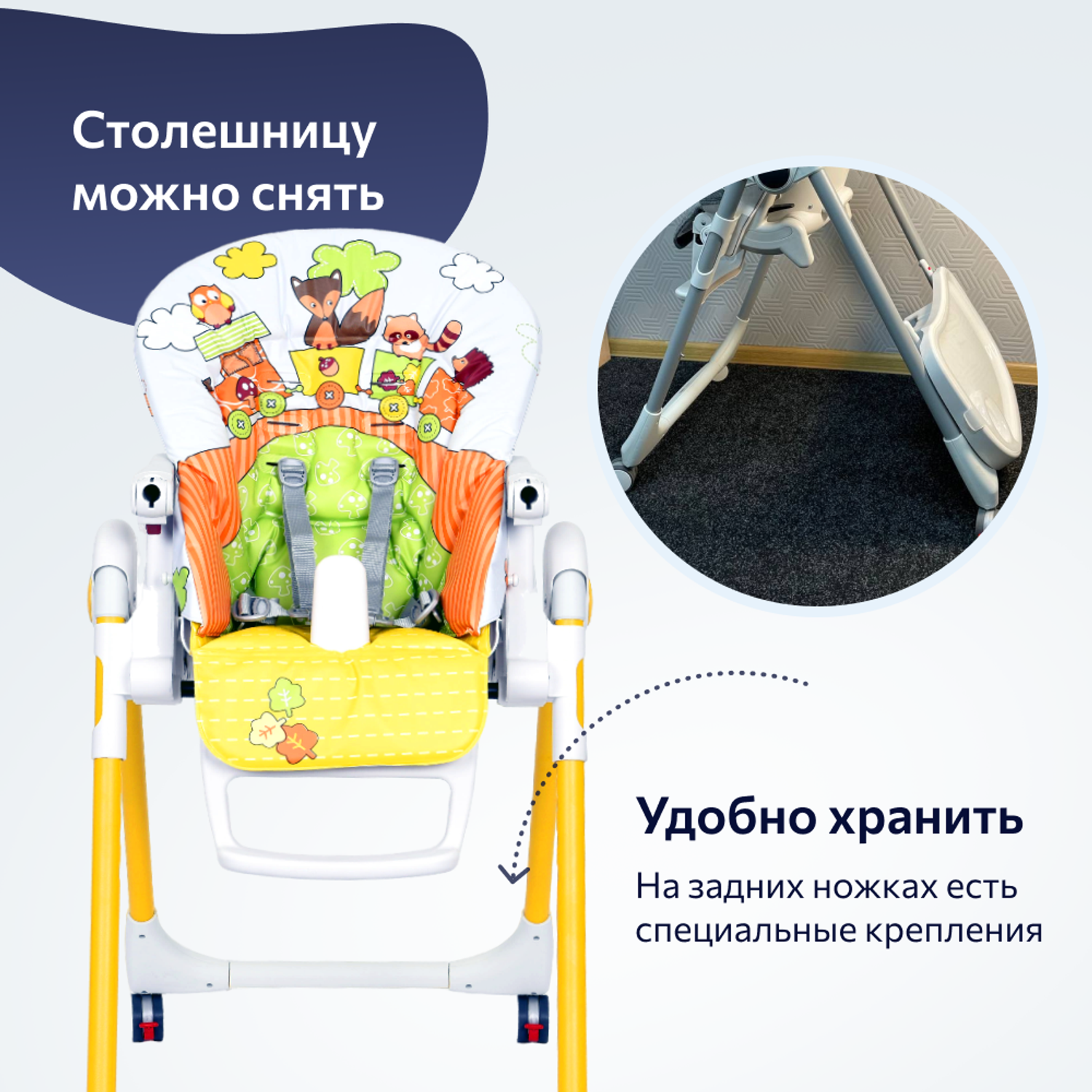 Стул для кормления Peg-Perego Prima Pappa Follow Me Fox and Friends - фото 9