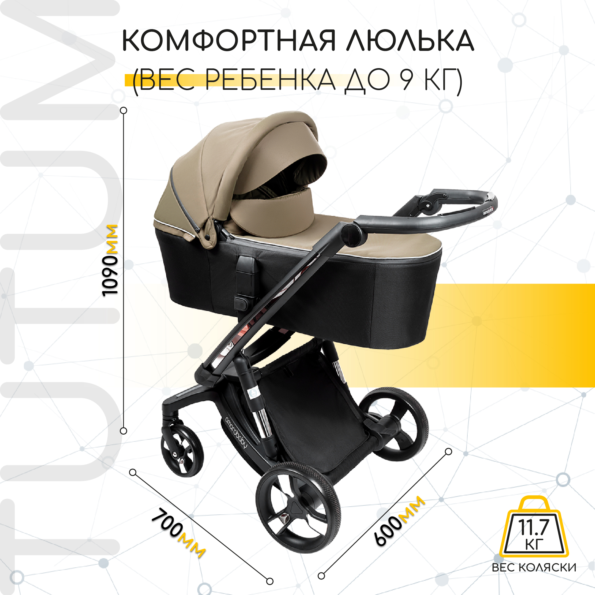 Коляска 2в1 AmaroBaby Tutum Бежевый - фото 5