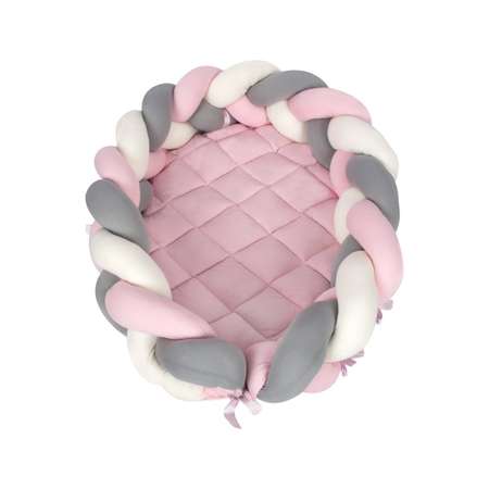 Гнездышко-кокон SEVIBEBE 3 в 1 многофункциональный серый и розовый