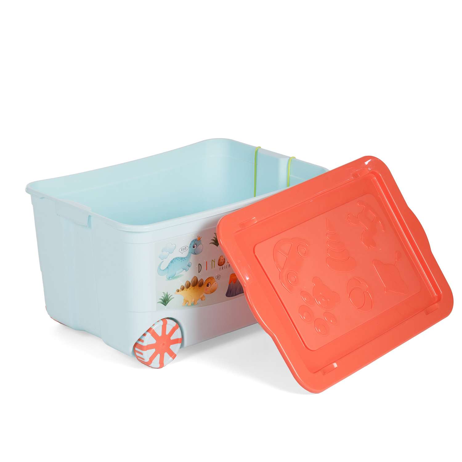 Ящик для игрушек elfplast KidsBox на колёсах голубой желтый - фото 2