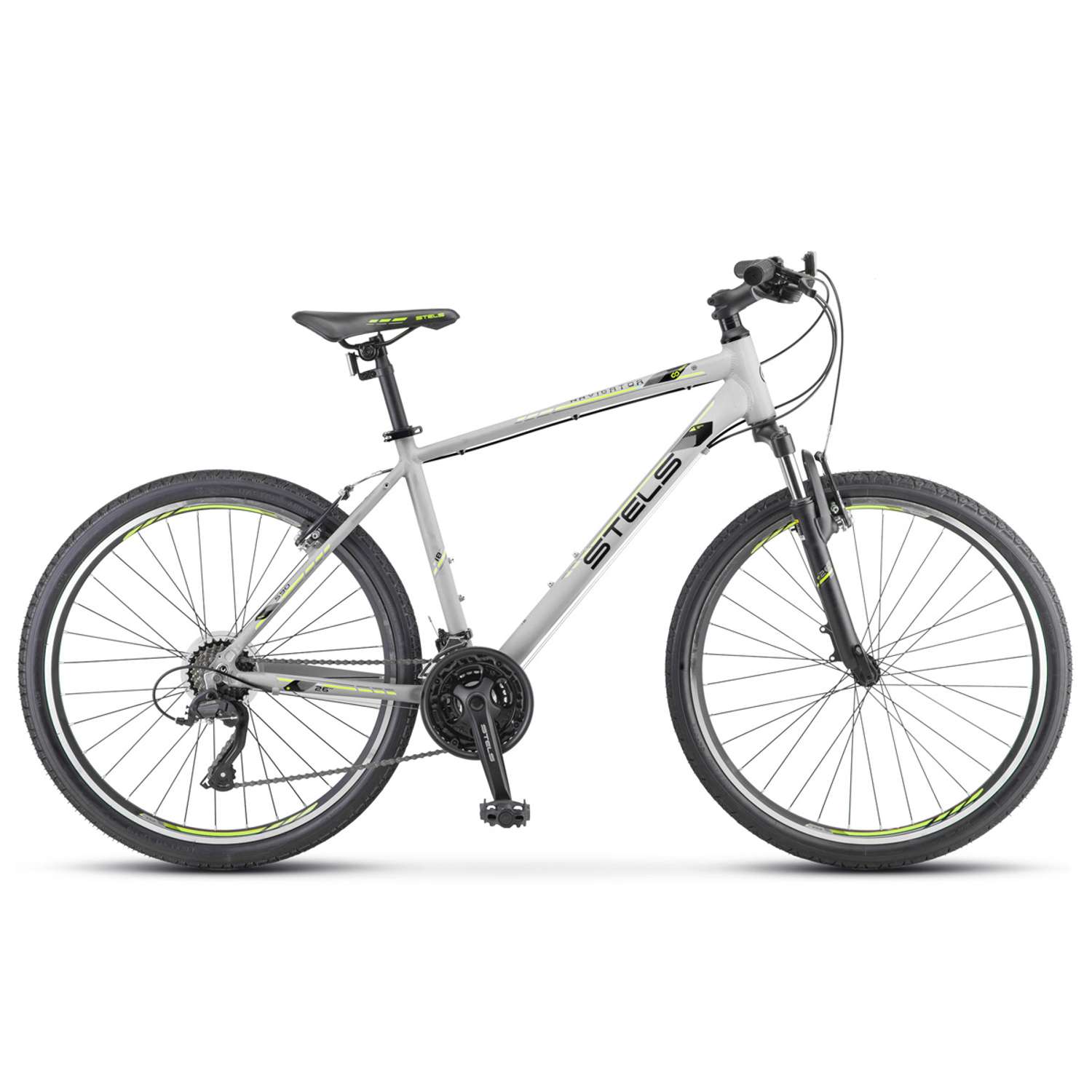 Велосипед STELS Navigator-590 V 26 K010 16 Серый/салатовый - фото 1