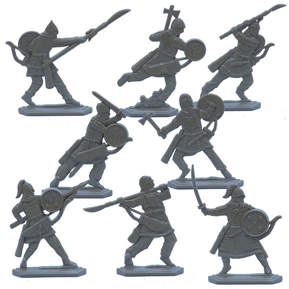 Набор солдатиков Воины и Битвы Биармия. Тяжёлая пехота цвет серый - фото 1
