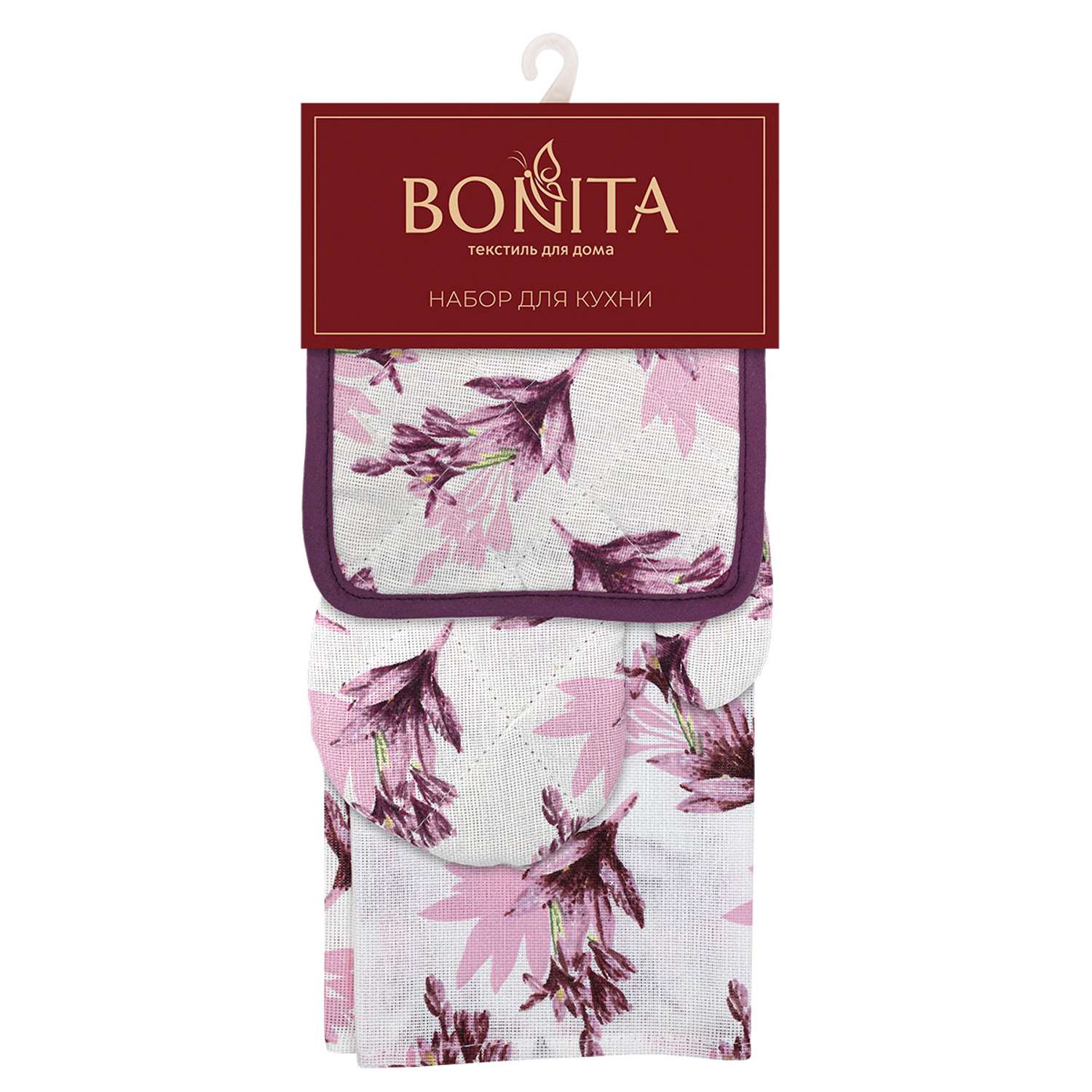 Набор кухонный BONITA полотенце+рукавица+прихватка Лилия - фото 3