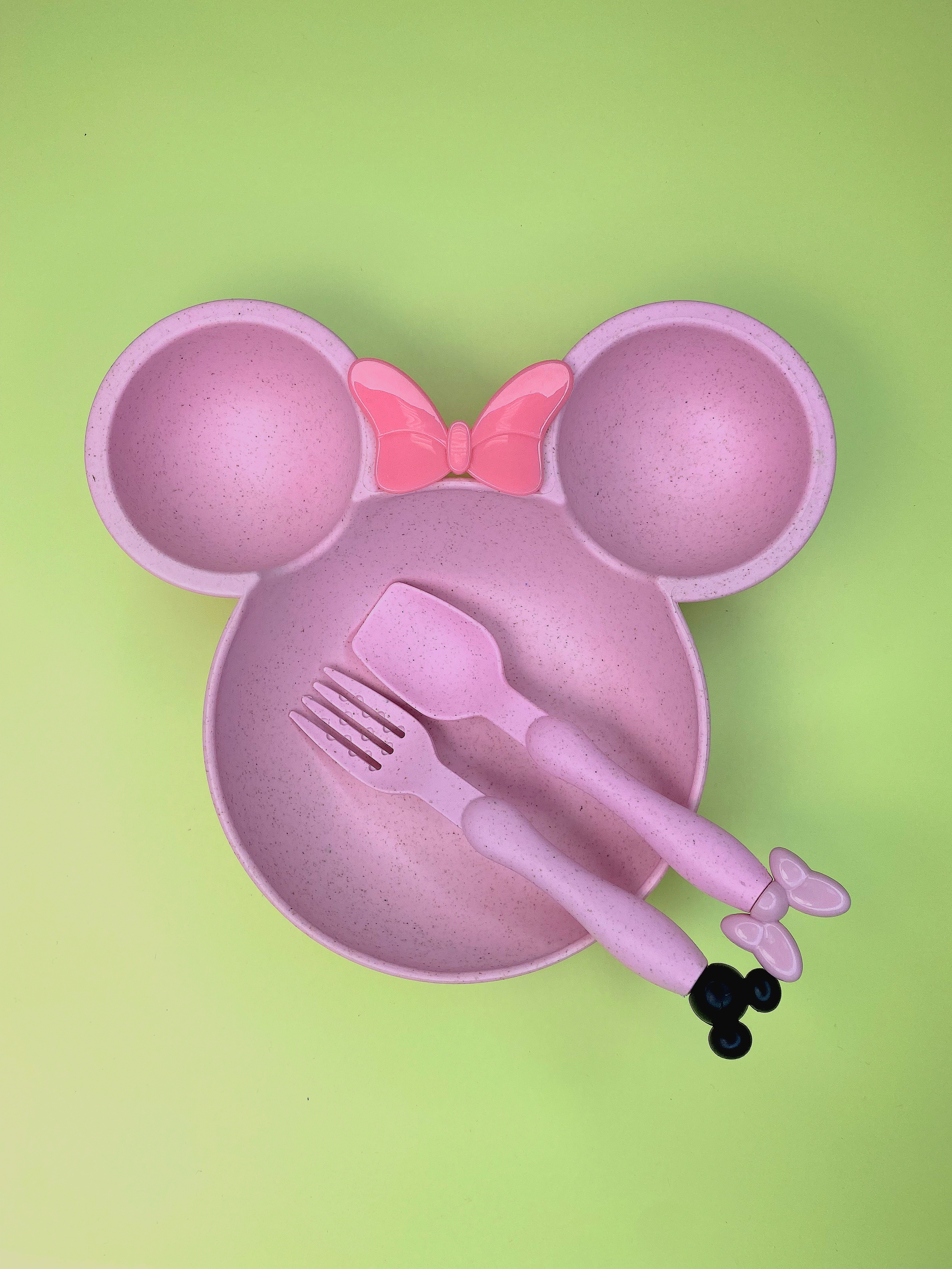 Набор детской посуды Добрый Филин Детская тарелка вилка ложка Мышонок розовый 3 предмета - фото 13