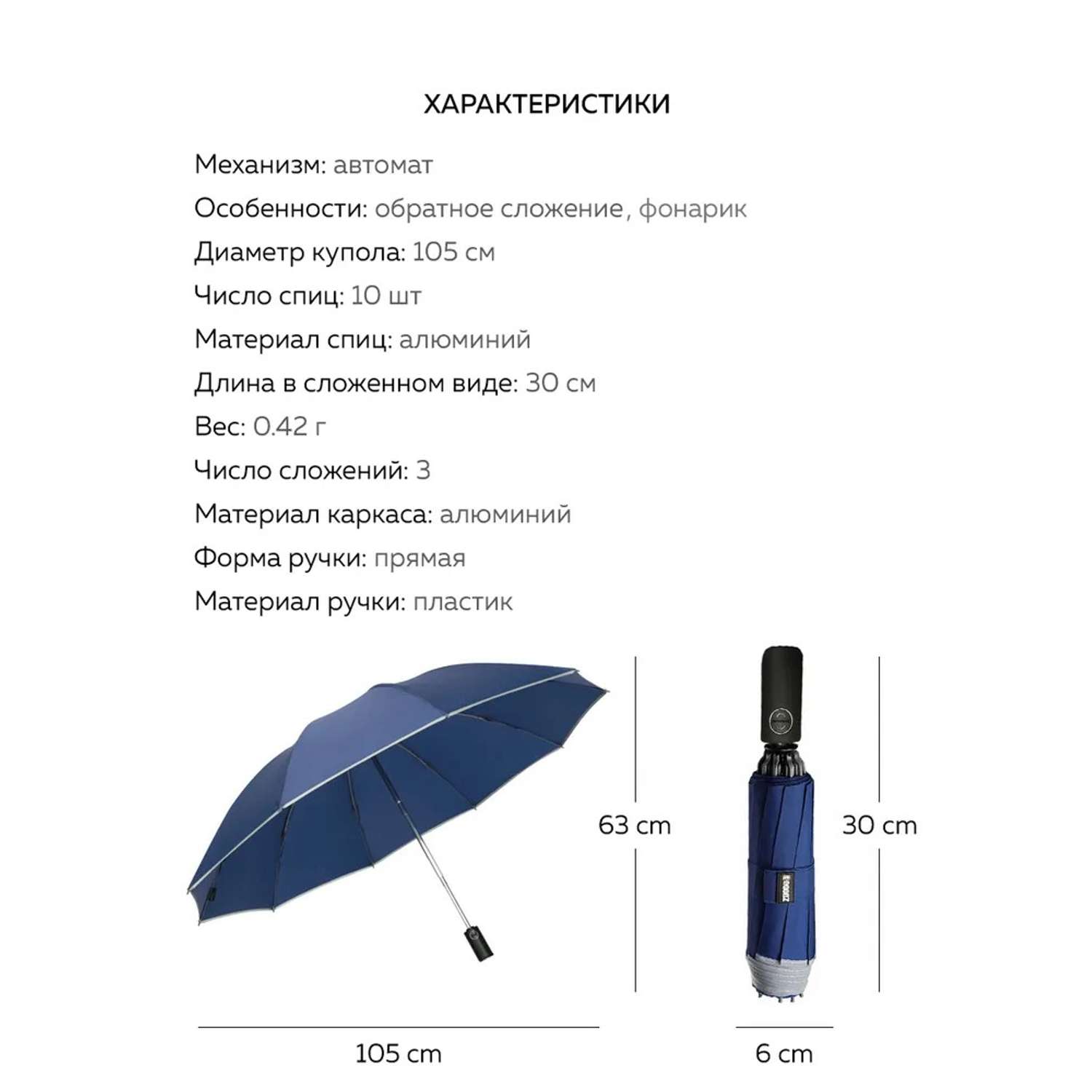 Зонт с фонариком Zuodu 1188949 - фото 4