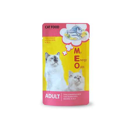 Корм для взрослых кошек Ме-О Adult №4 тунец и макрель в желе 80г