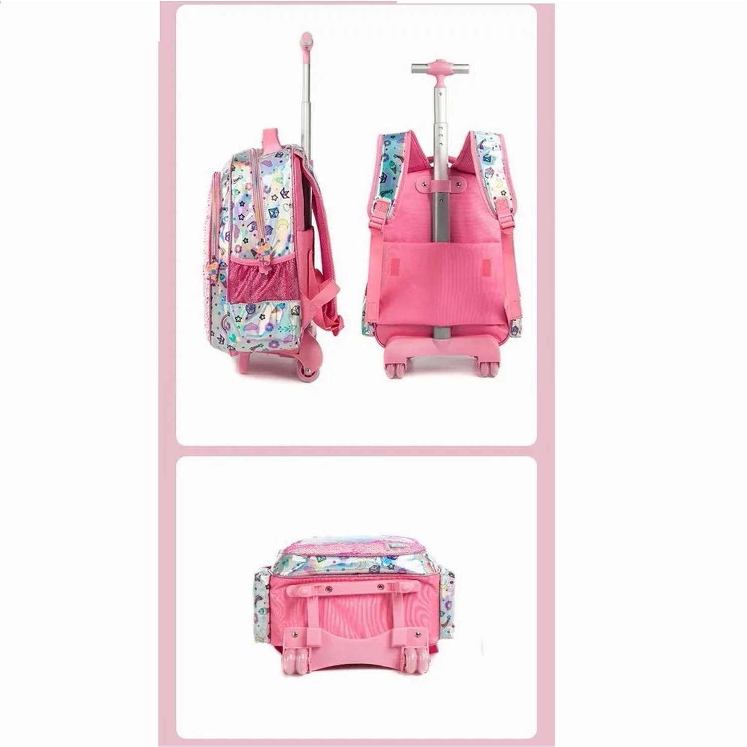 Рюкзак на колесах Jasminestar розовый Единорожка с наполнением сумка+пенал - фото 8
