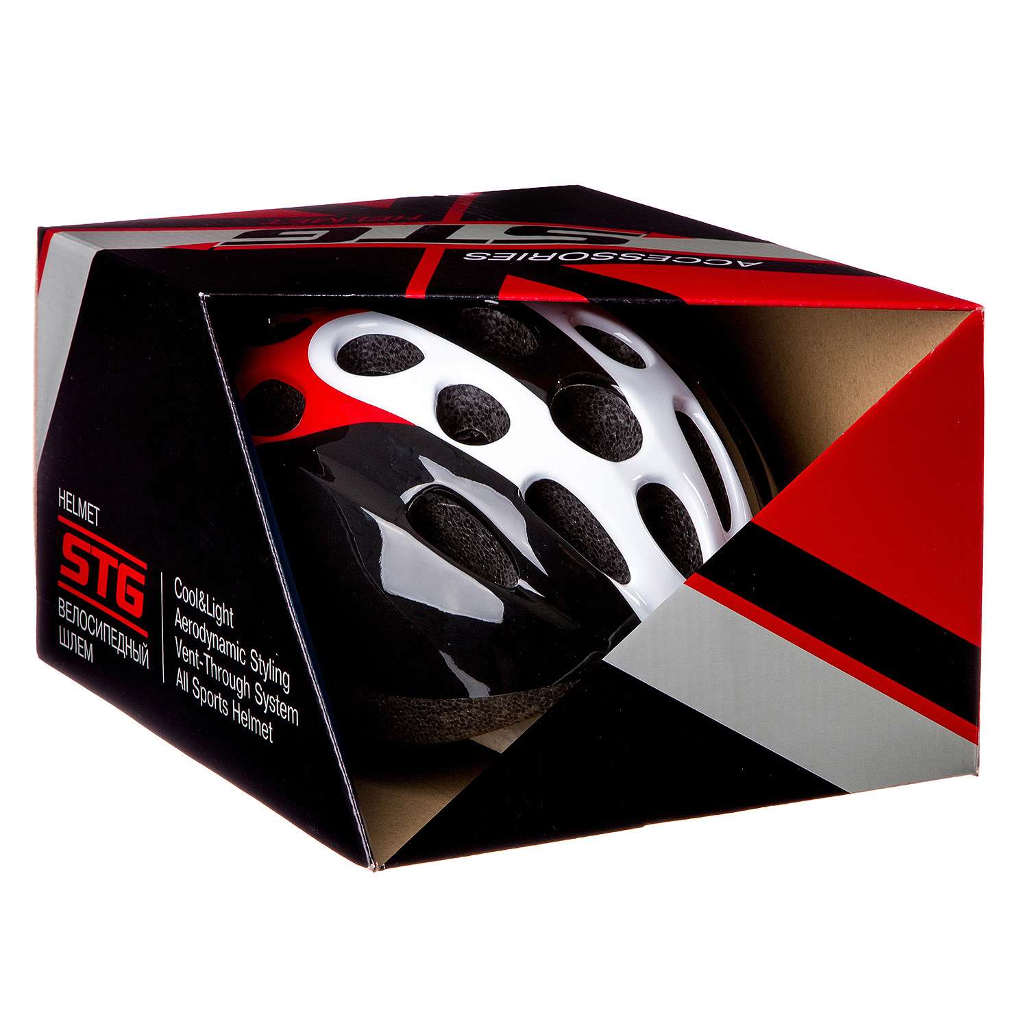 Шлем STG размер S 48-52 см STG HB5-3 черный красный - фото 2