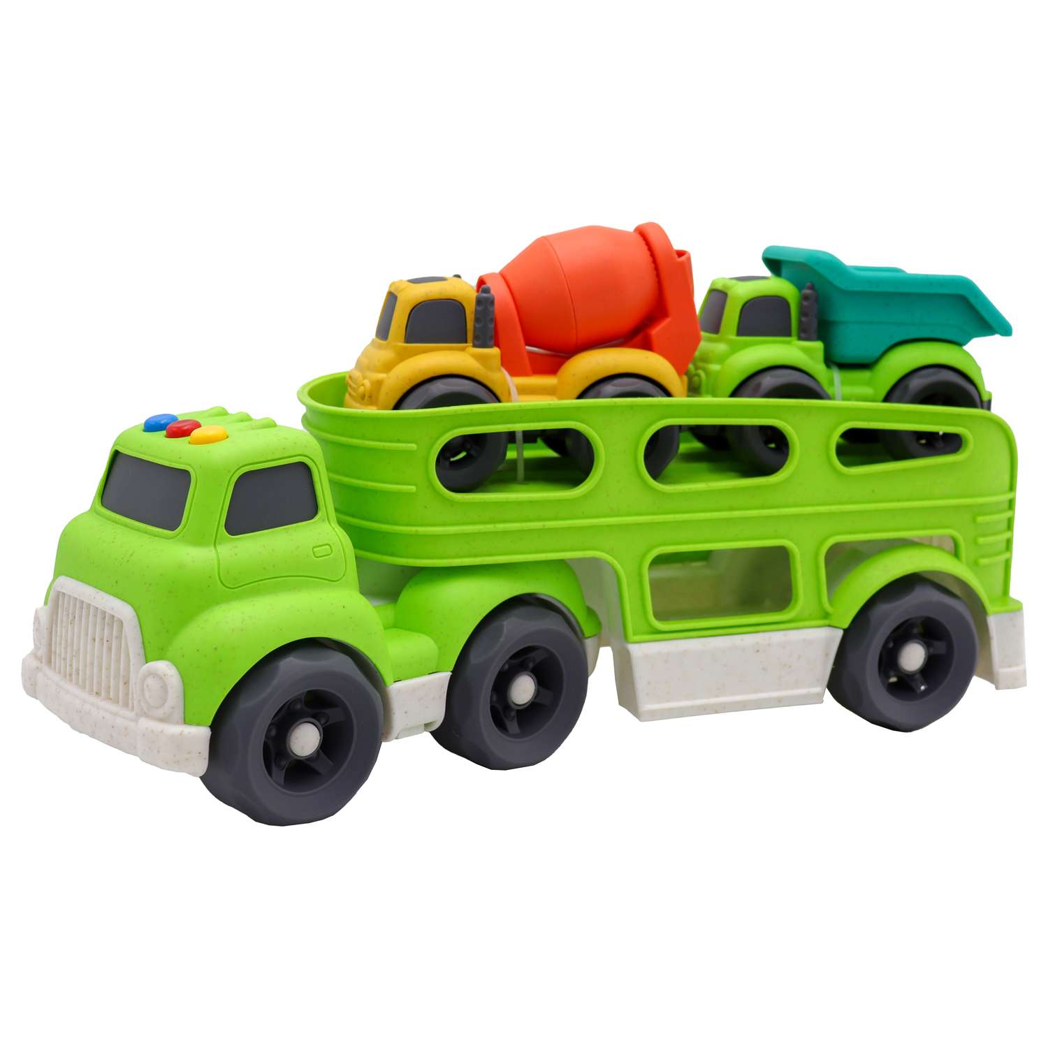Игрушка Funky Toys Эко-грузовик с функциями свет/звук с 2 машинками Зеленый 30 см FT0416301 - фото 1