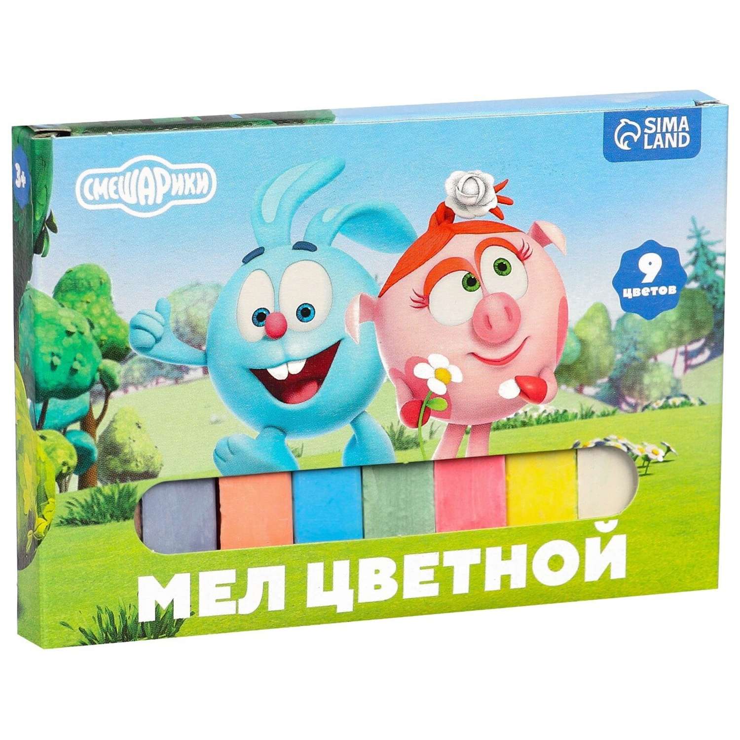 Мелки цветные ПЕГАС школьные прямоугольные 9шт 9496040 - фото 4