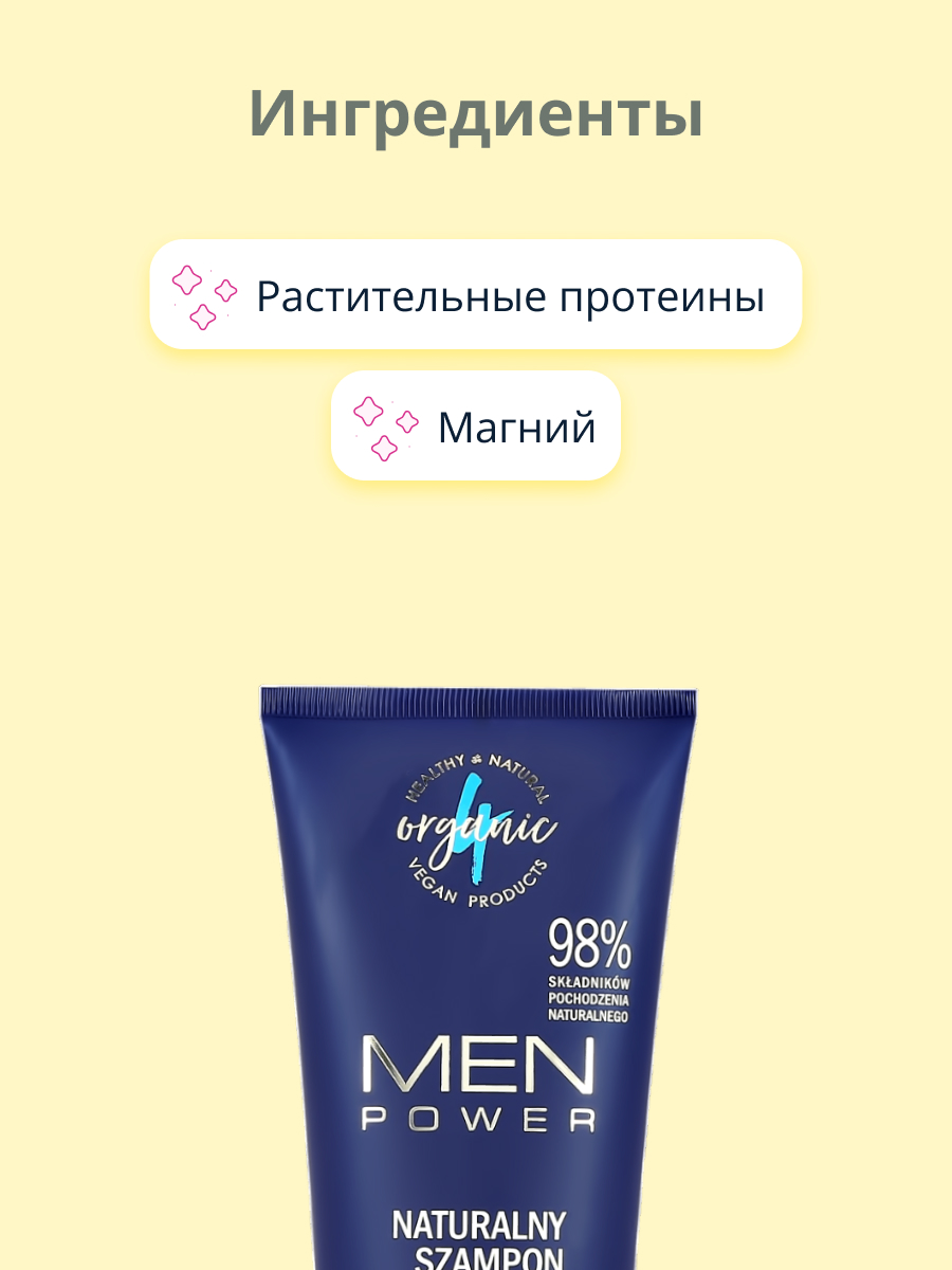 Шампунь 4organic men power мужской против перхоти 250 мл - фото 2