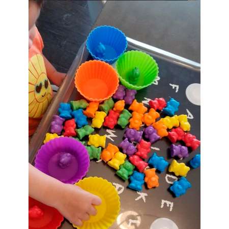 Сортер по цветам BeeZee Toys Корзиночки с мишками и мисочками с пинцетом
