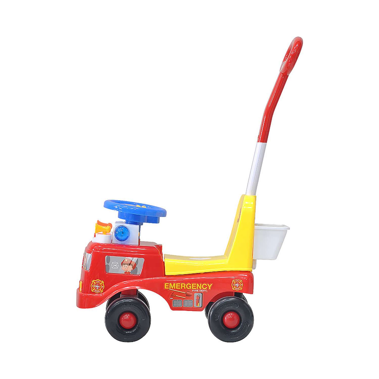 Детская каталка EVERFLO Пожарная машина ЕС-902Р red с родительской ручкой - фото 2