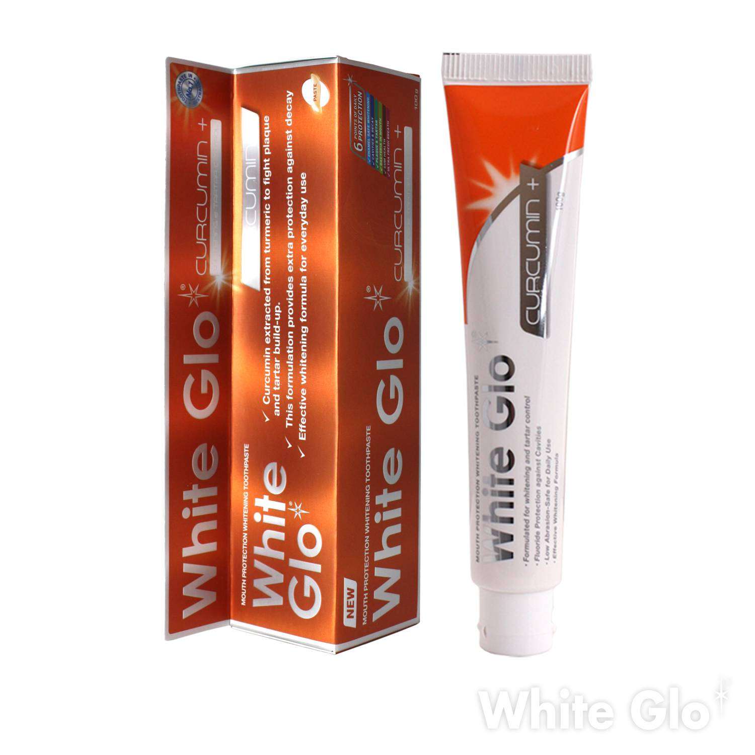 Зубная паста WHITE GLO отбеливающая с куркумином 100 г - фото 1