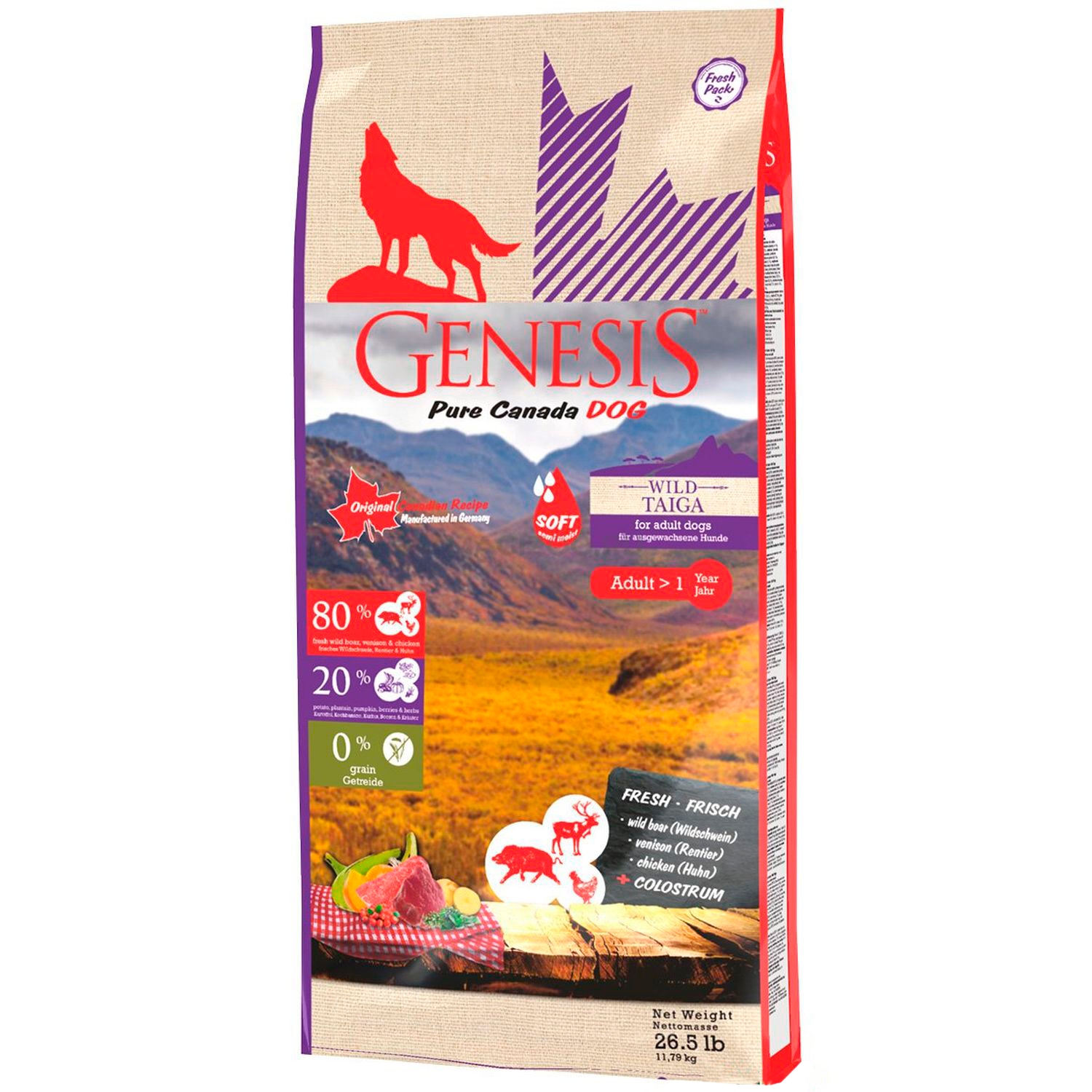 Корм для собак Genesis Pure Canada Wild Taiga Soft с мясом дикого кабана  северного оленя и курицы 2,268 кг купить по цене 3155 ₽ с доставкой в  Москве и России, отзывы, фото