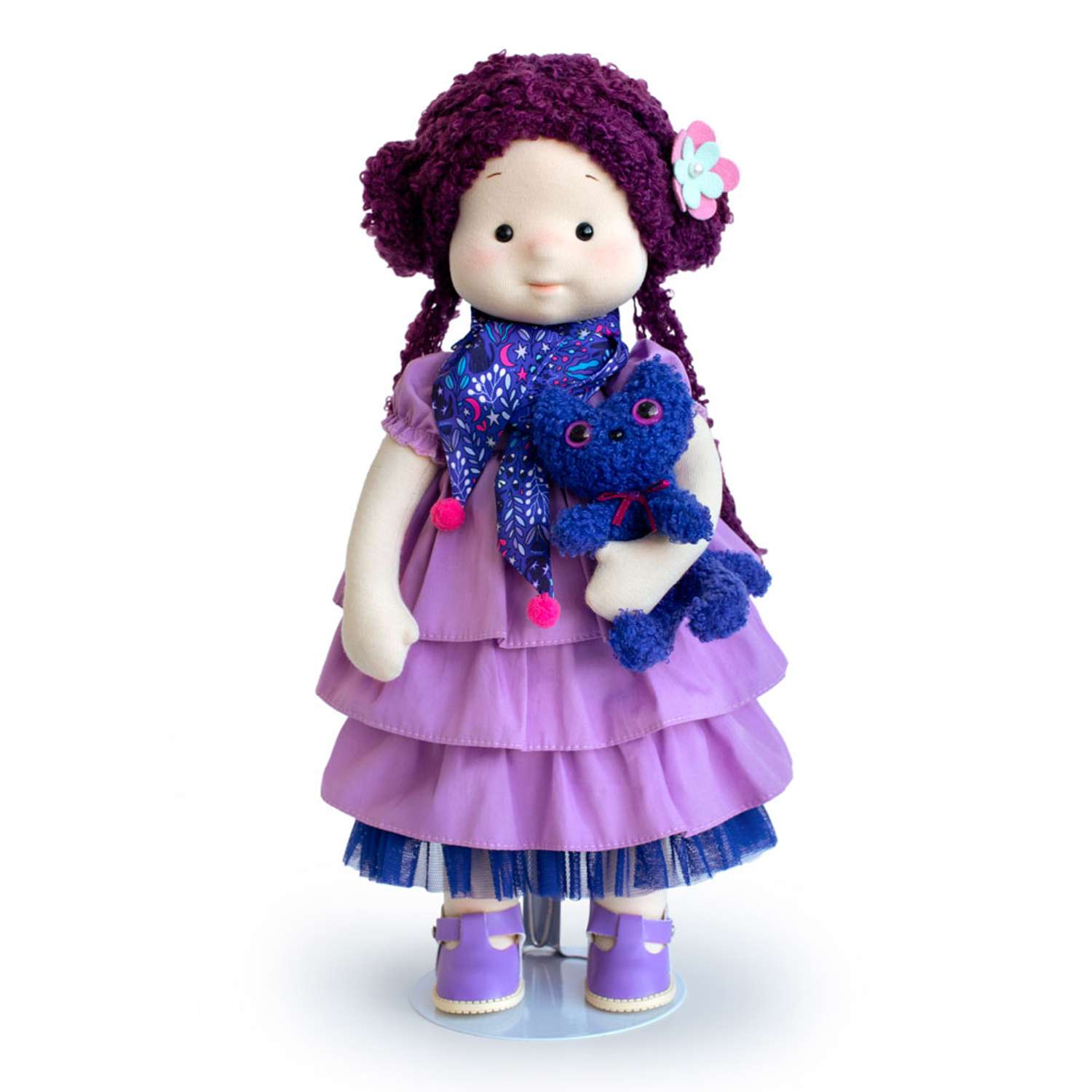 Мягкая кукла Minimalini BUDI BASA Тиана с кошечкой Черничкой 38 см - фото 1
