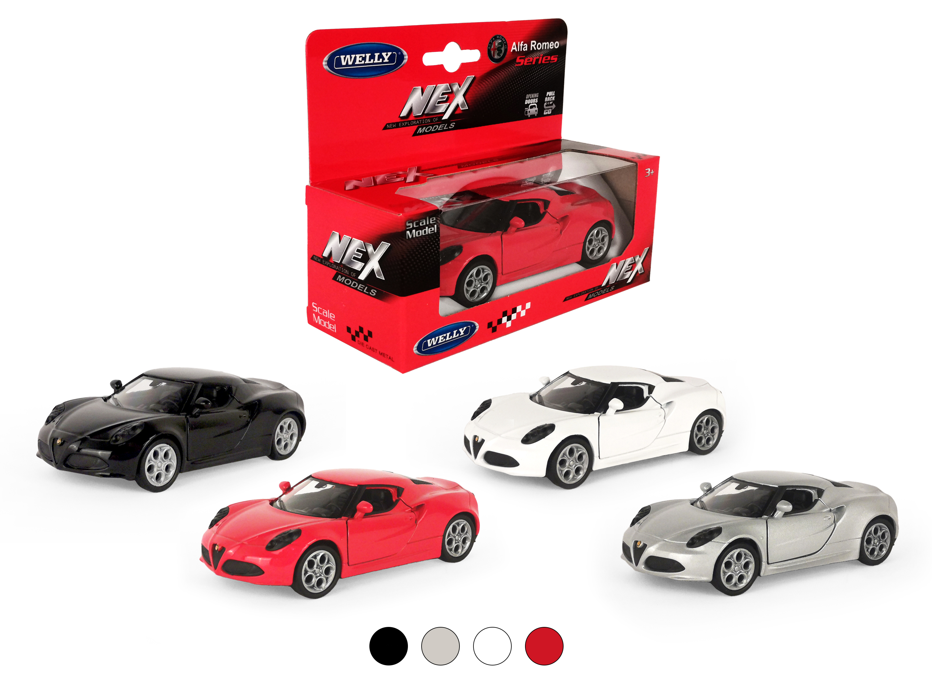 Машинка Welly 1:38 Alfa Romeo 4C цвет в ассортименте 43676W - фото 1