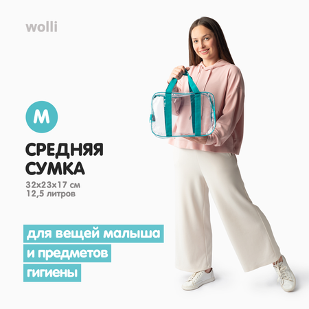 Сумка в роддом Wolli Прозрачный особо прочный бирюзовый комплект 3 шт