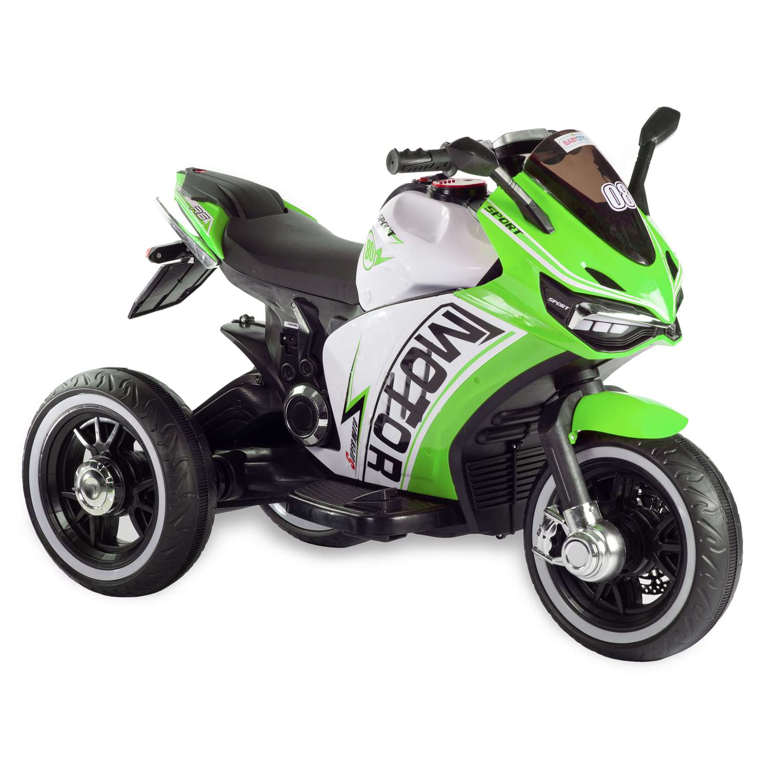 Мотоцикл BABY STYLE на аккумуляторе зеленый со светом - фото 1