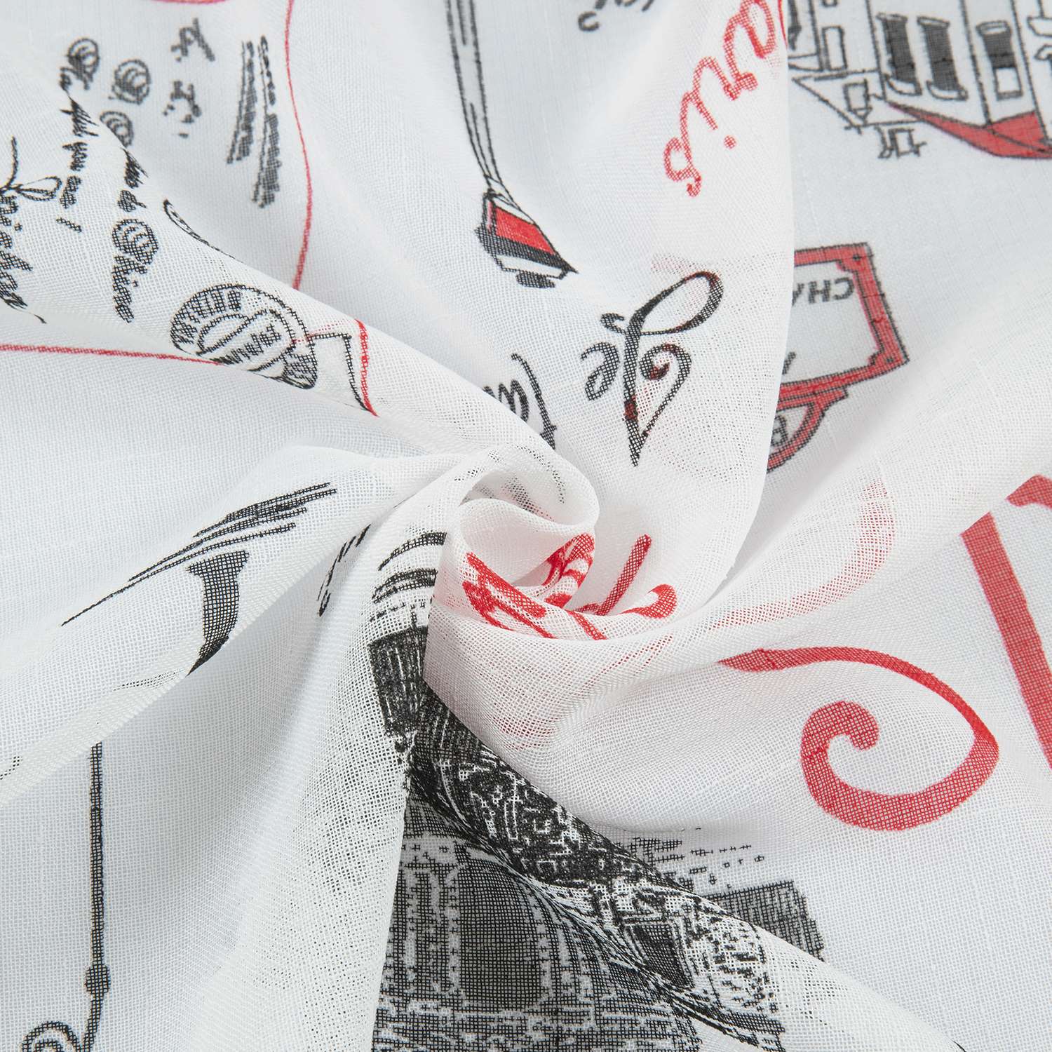 Тюль ТД Текстиль лен Париж 160х270 белый красный - фото 6