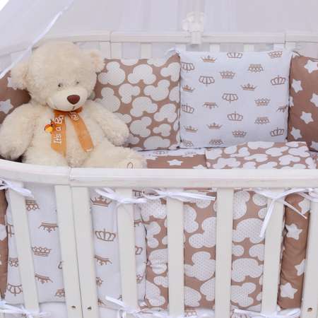 Бортик в кроватку AmaroBaby 12 предметов SOFT коричневый