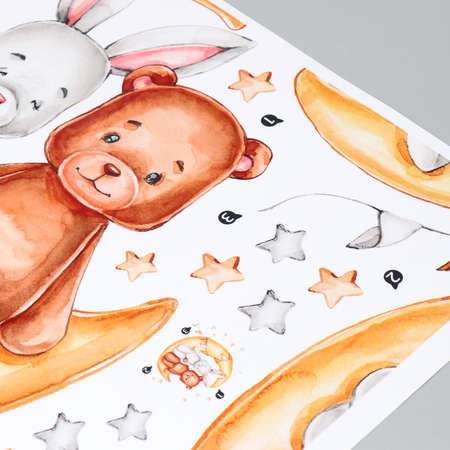 Наклейка Zabiaka пластик интерьерная цветная «Зайка и мишка на месяце» 45х60 см