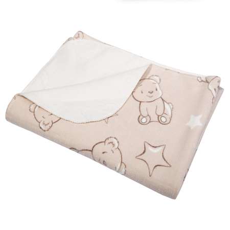 Одеяло Babyton байковое Мишка со звездами Бежевое