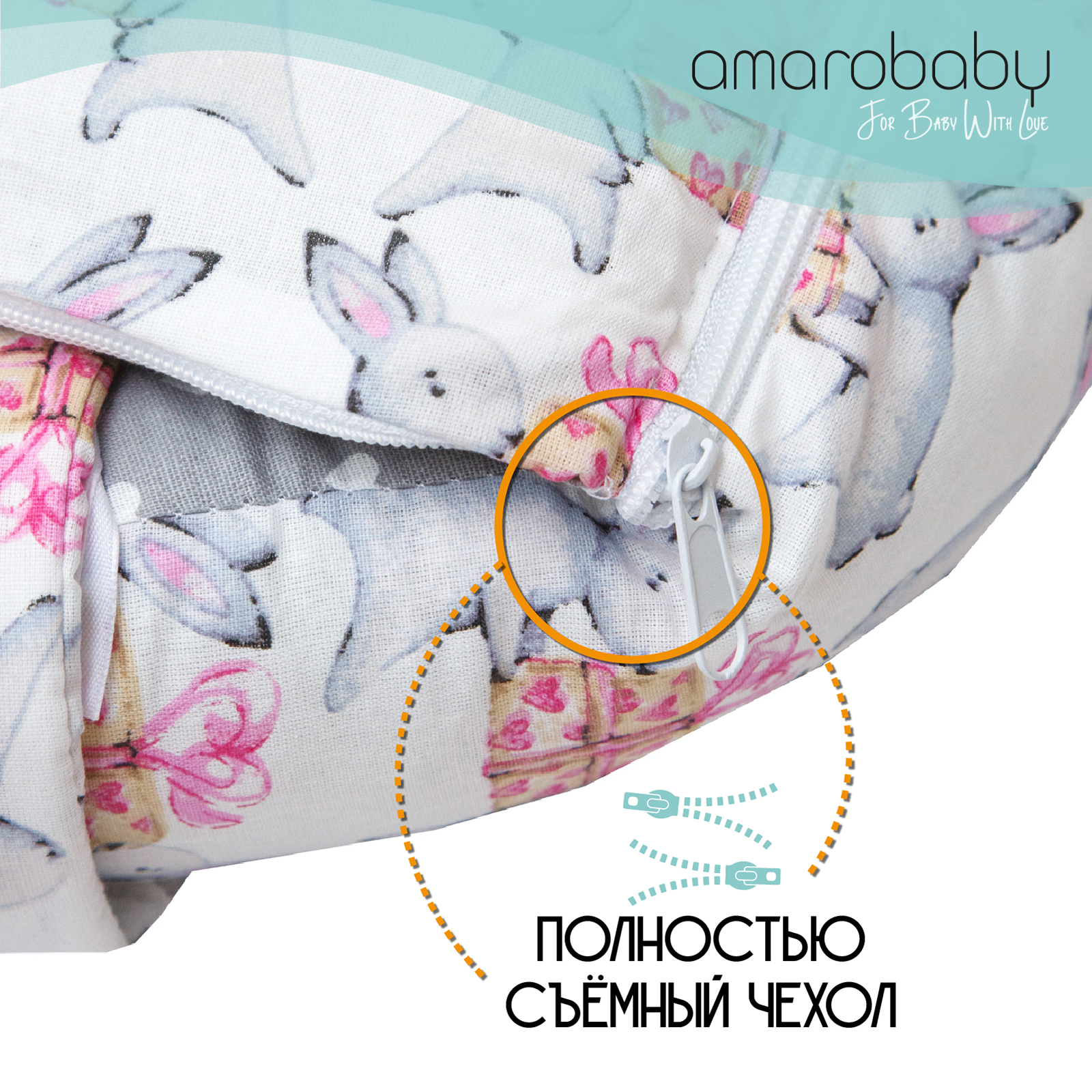 Подушка-позиционер Amarobaby Little Baby Подарочек Белый-Серый - фото 7