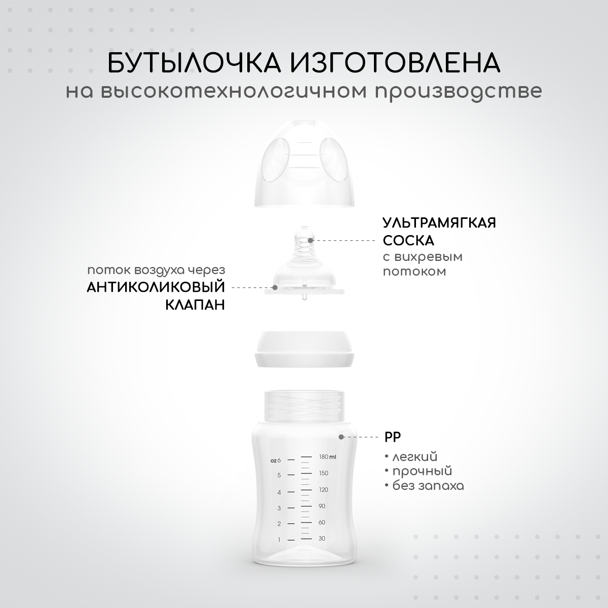 Бутылочка для кормления Miyoumi White - 180 ml 1шт - фото 3