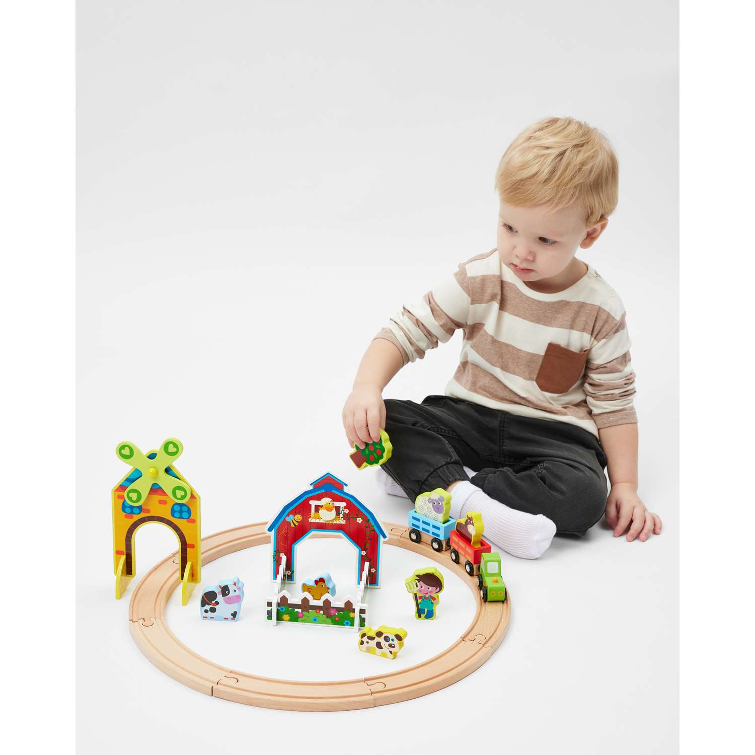 Набор игровой BabyGo железная дорога деревянная - фото 6