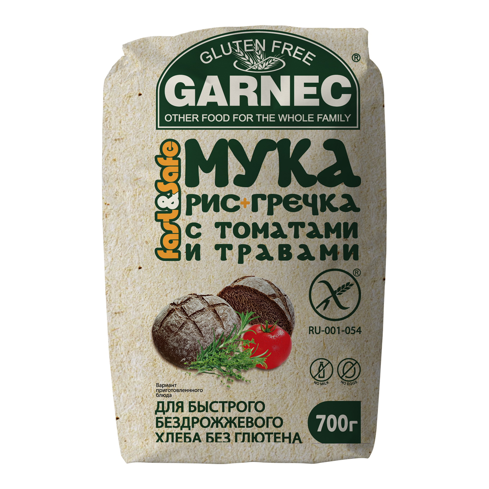 Мука Garnec без глютена рис+гречка с томатами и травами 700г - фото 1