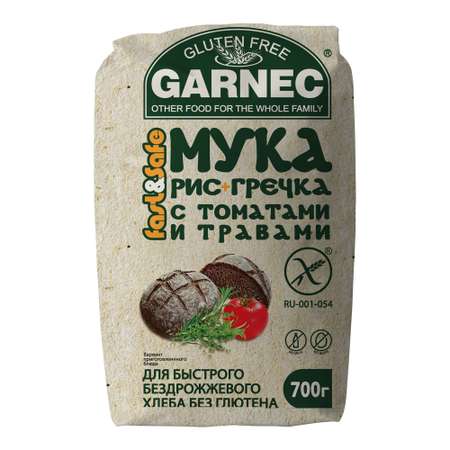 Мука Garnec без глютена рис+гречка с томатами и травами 700г
