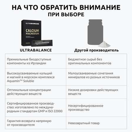 Комплекс Кальций Магний в6 UltraBalance порошок в саше для здоровья женщин и мужчин