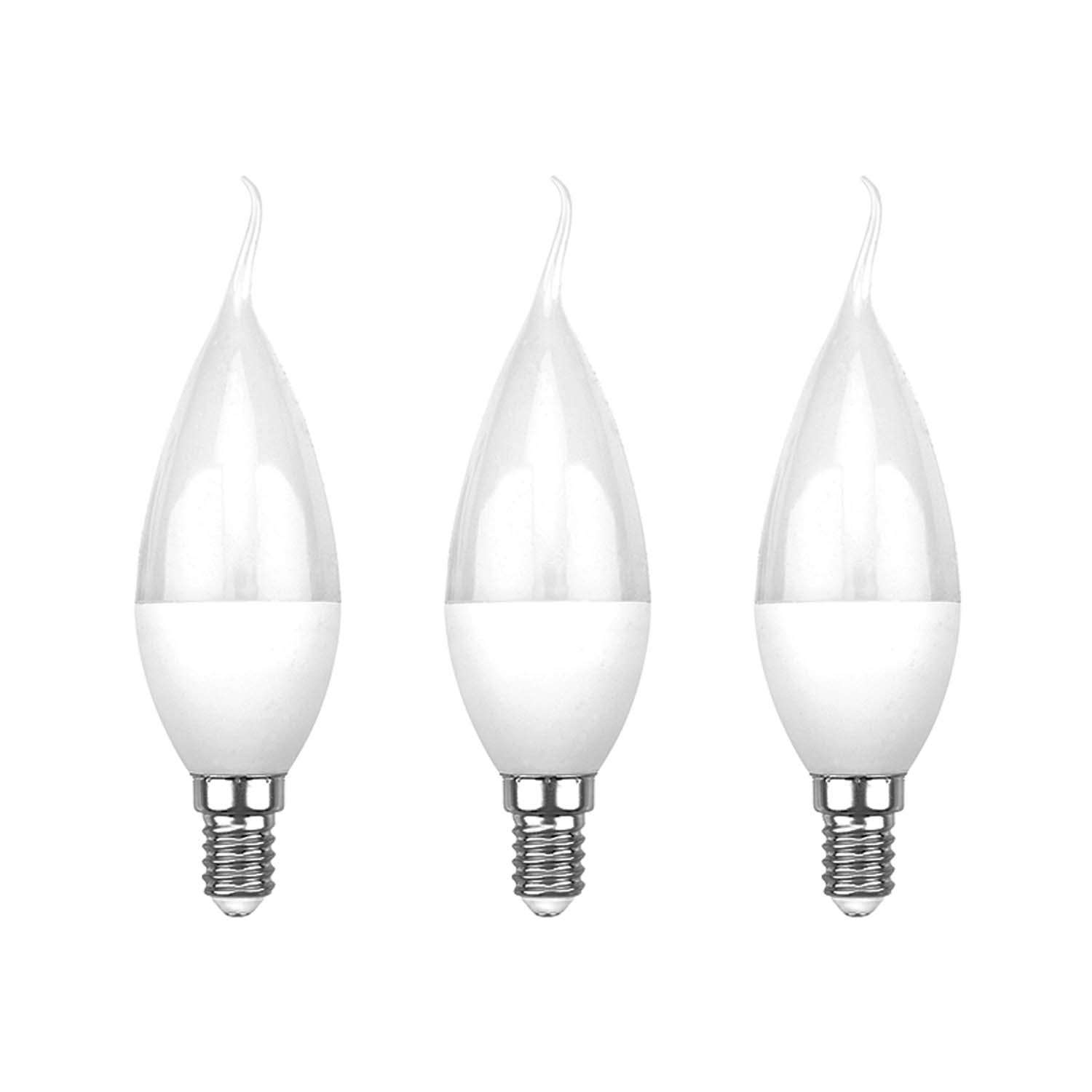 Лампа REXANT светодиодная Свеча на ветру CW 7.5Вт E14 713Лм 4000K нейтральный свет 3 штуки - фото 1