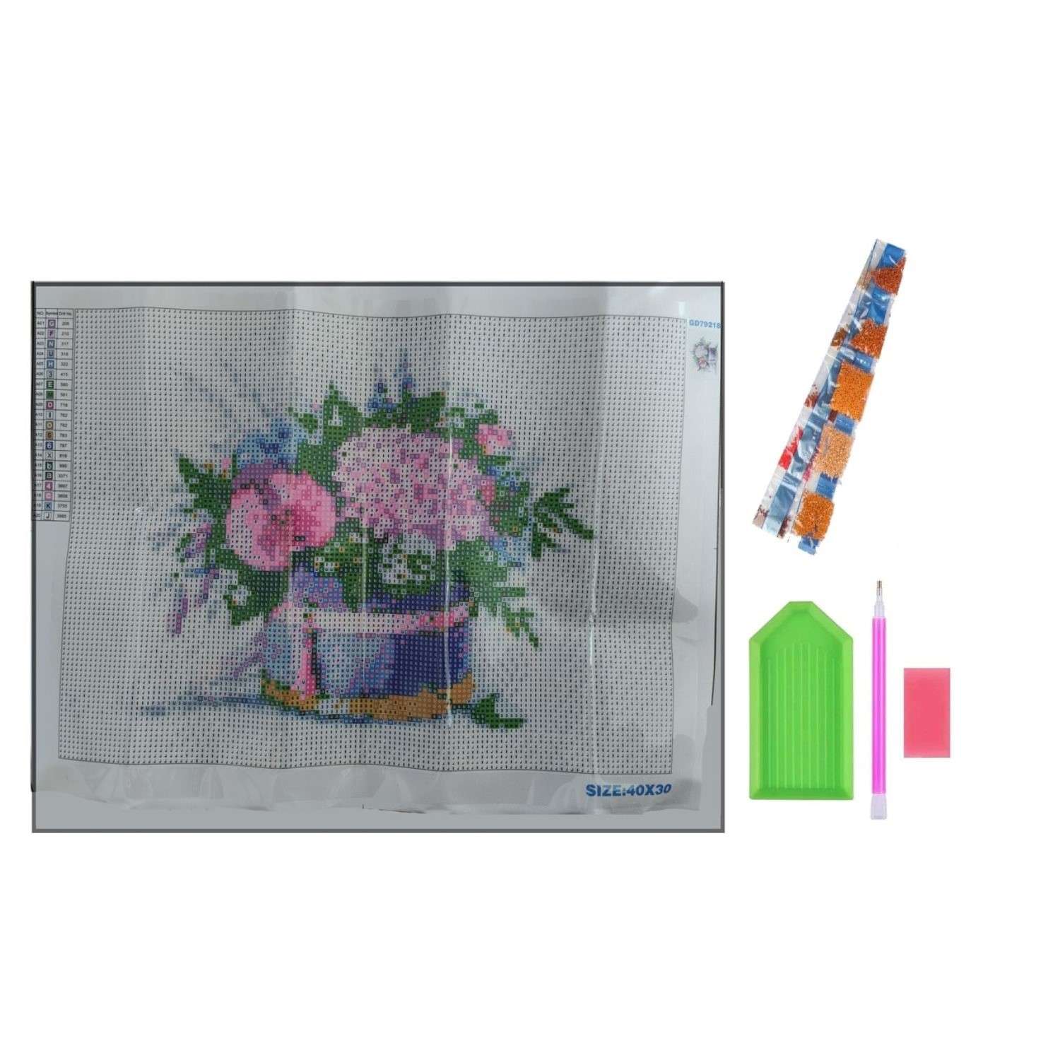 Алмазная мозаика Seichi Короб с цветами 30х40 см - фото 4