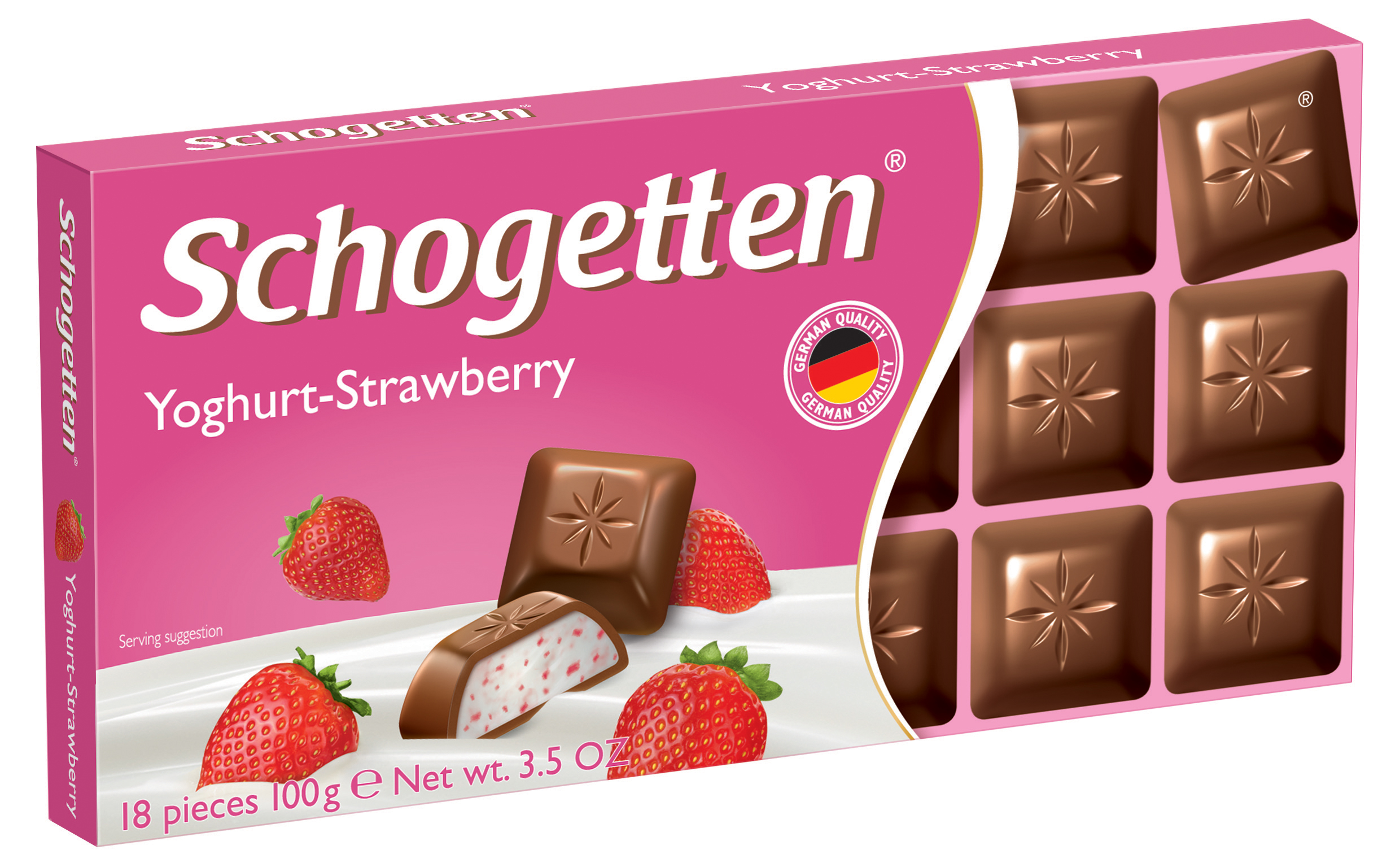 Плиточный шоколад Schogetten молочный Yogurt Strawberry с клубнично йогуртовой начинкой 100 г - фото 1