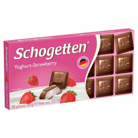 Плиточный шоколад Schogetten молочный Yogurt Strawberry с клубнично йогуртовой начинкой 100 г