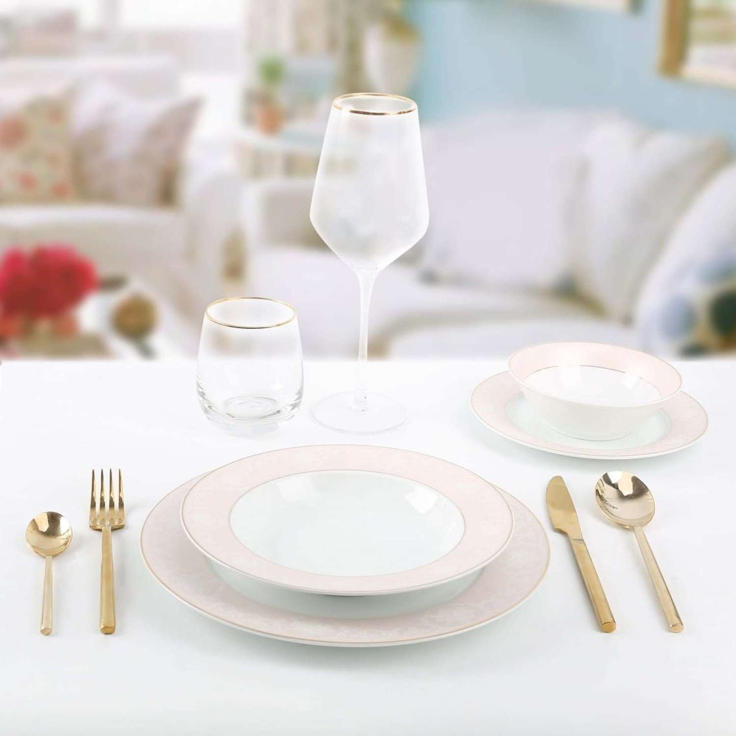 Набор столовой посуды Arya Home Collection для кухни Arya Pearl Elegant 24 предмета на 6 персон фарфор - фото 1