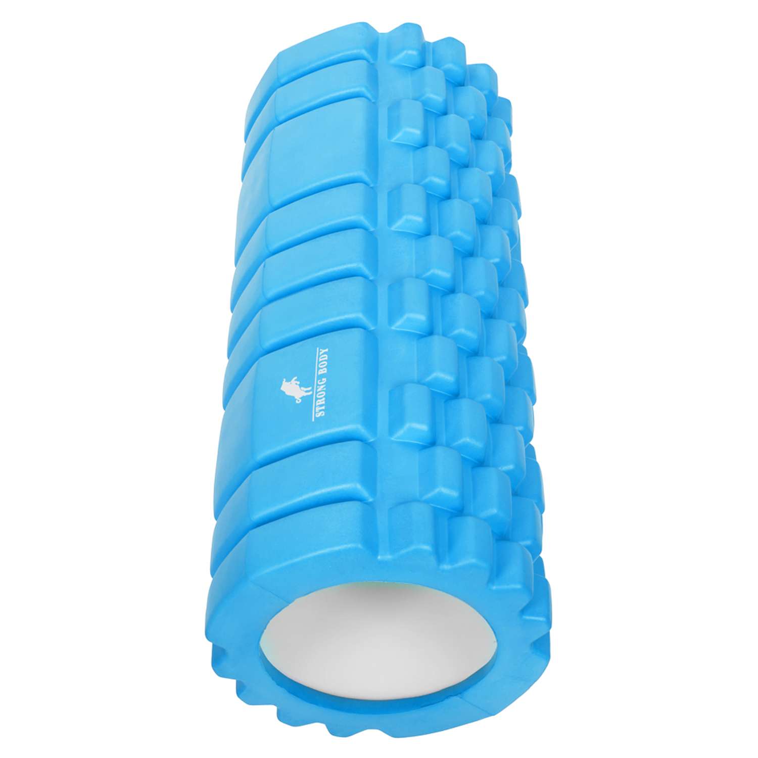 Ролик массажный STRONG BODY спортивный для фитнеса МФР йоги и пилатеса 33х14 см синий - фото 5