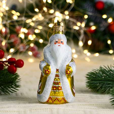 Ёлочная игрушка Evis «Дед Мороз» снежинки 12 см ручная роспись золото