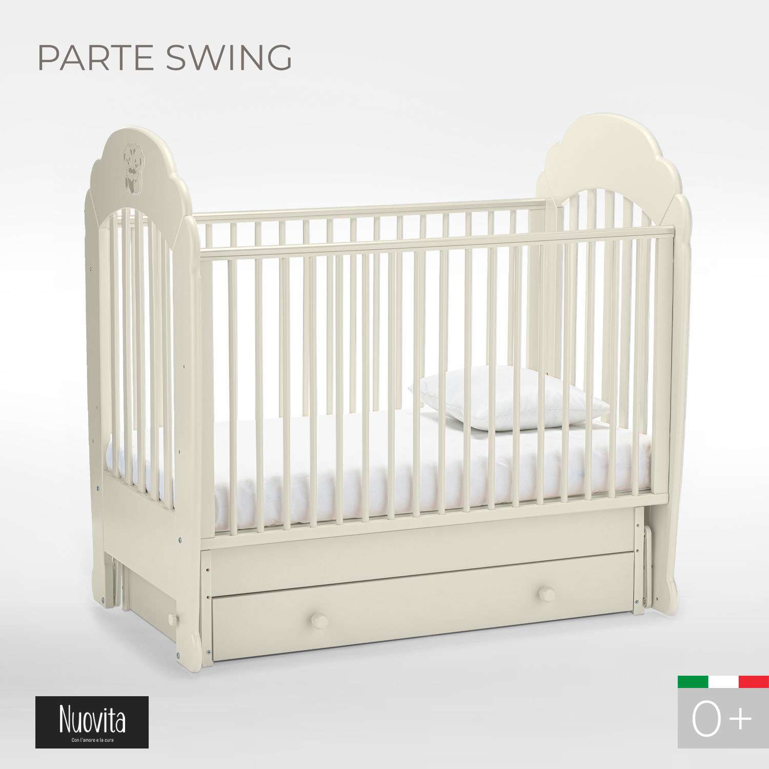 Детская кроватка Nuovita Parte Swing прямоугольная, поперечный маятник (ваниль) - фото 2