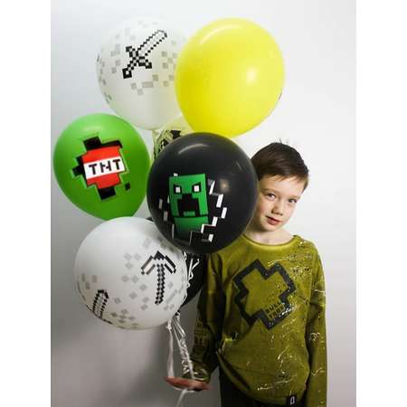 Воздушные шары Riota Майнкрафт разноцветные 15 шт