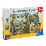 Пазл Ravensburger Лес, зоопарк, домашние животные 3х49