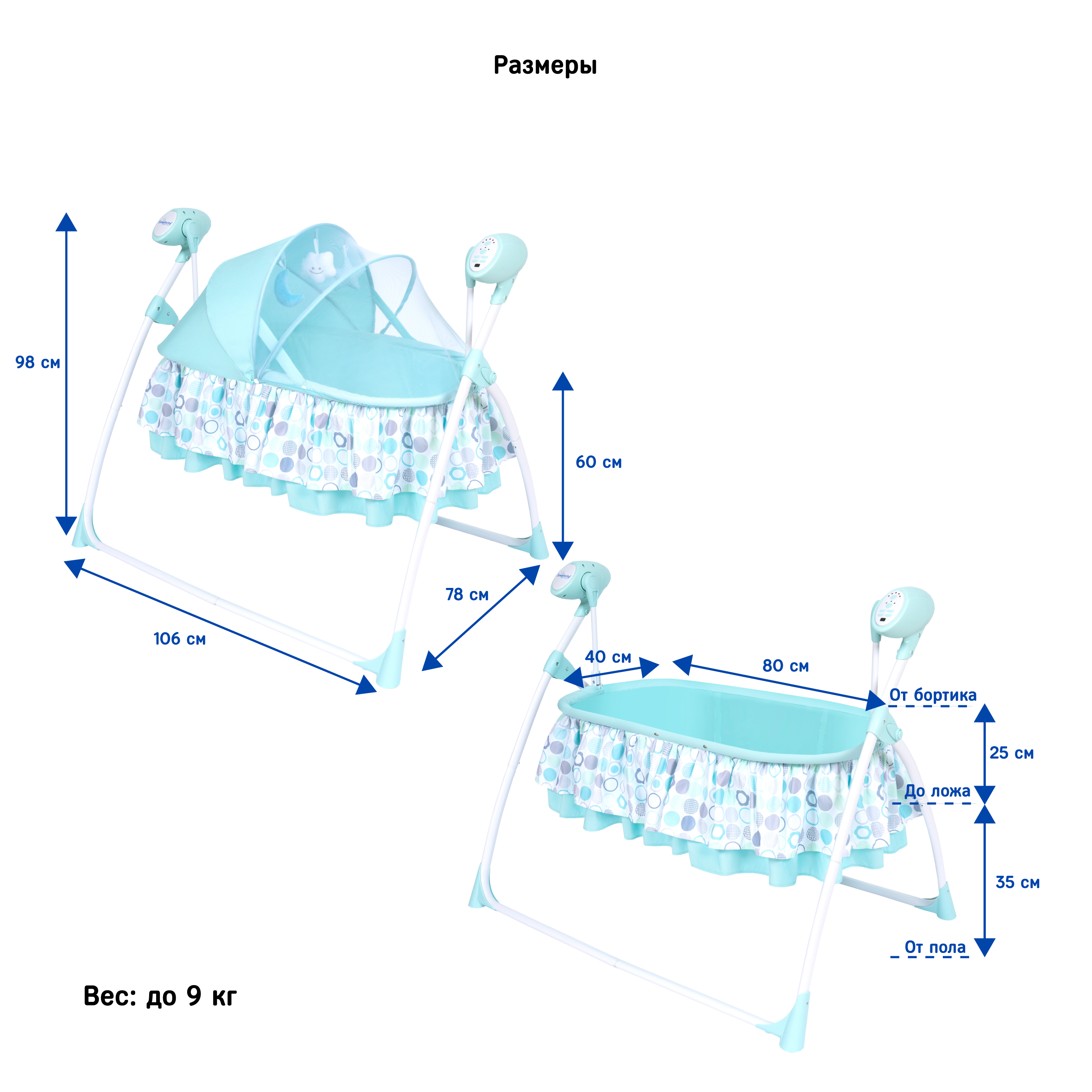 Колыбель SIMPLICITY 3020 Auto Blue Circles - фото 10