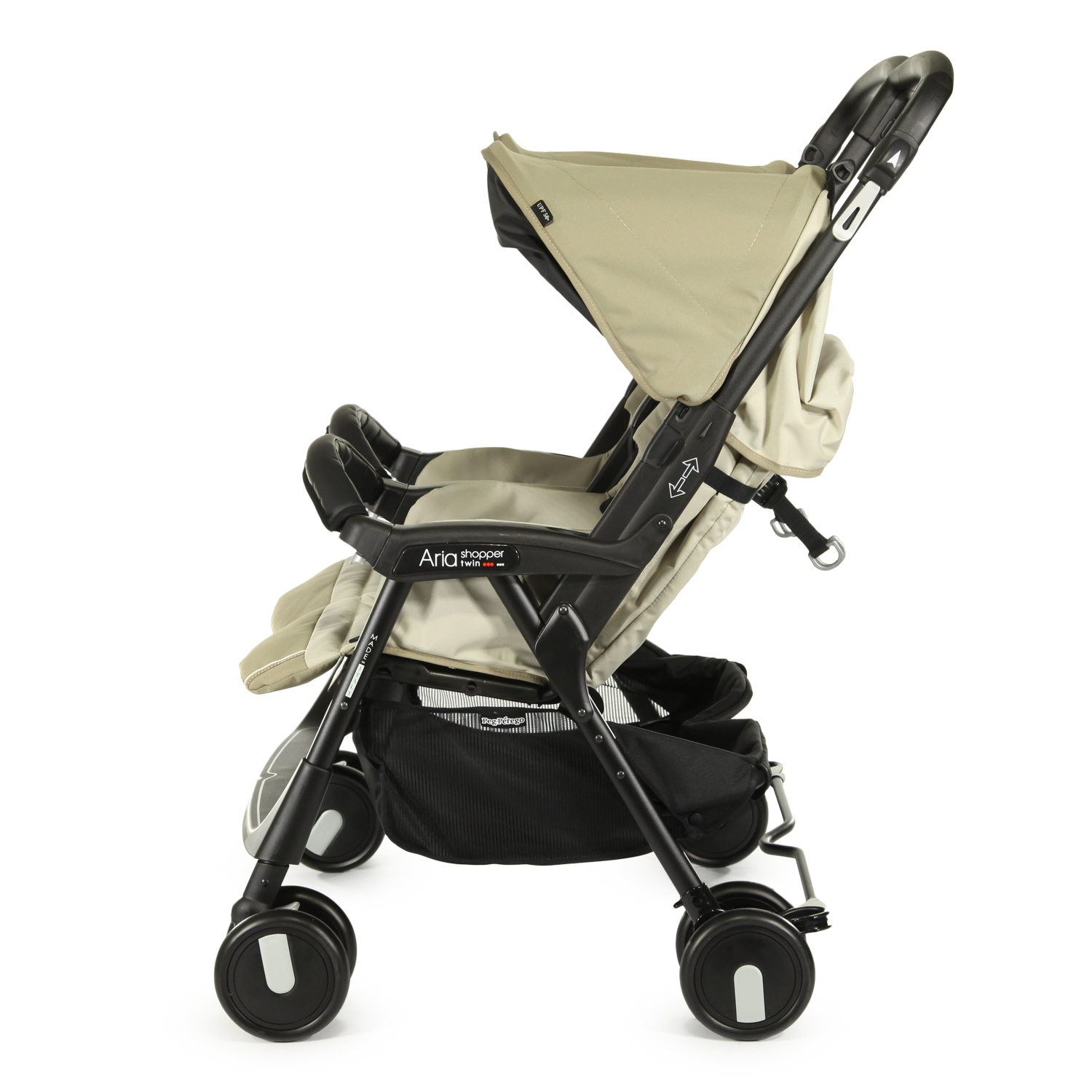 Коляска прогулочная для близнецов Peg-Perego Aria Shopper Twin Classic Beige - фото 8