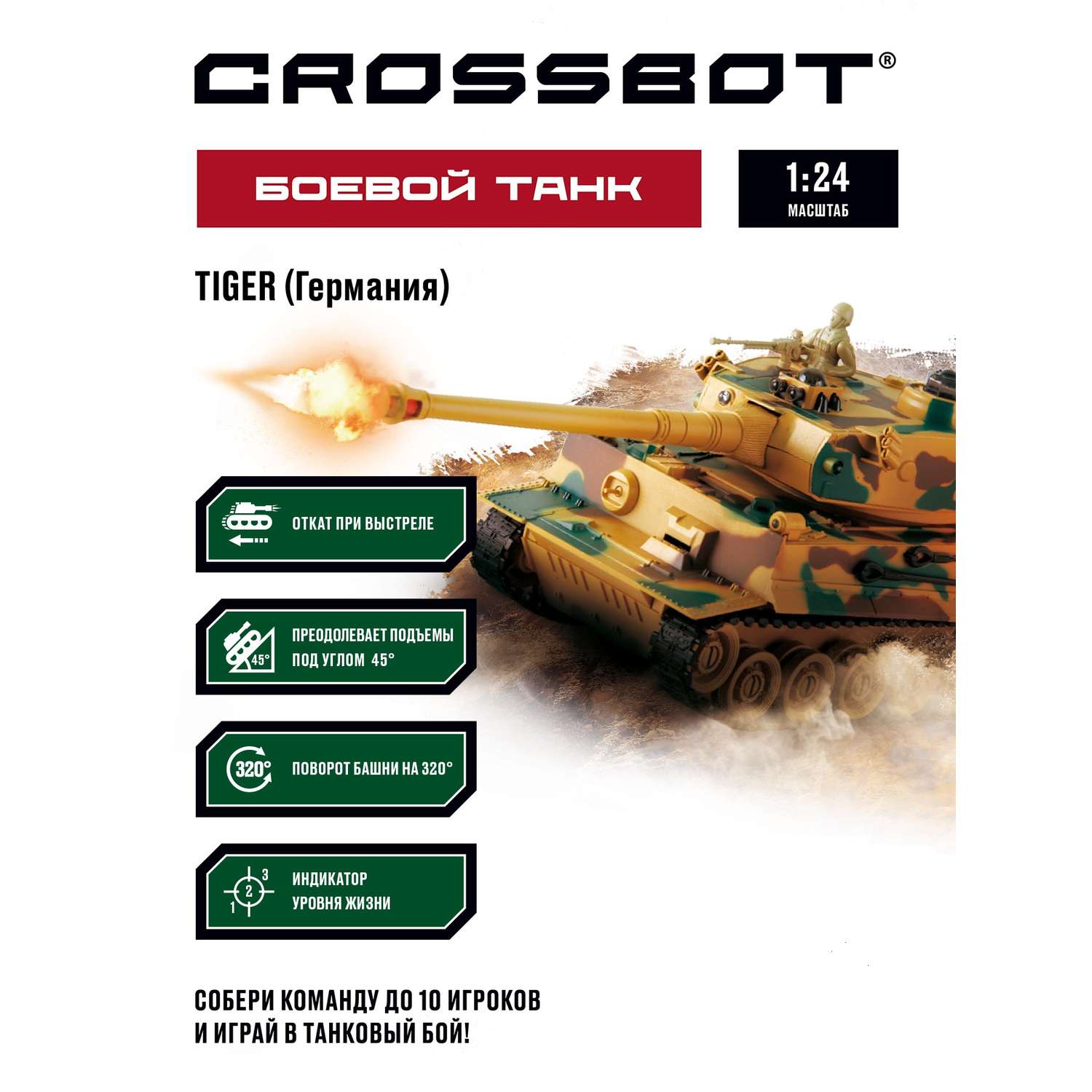 Машина на пульте управления CROSSBOT танк Tiger масштаб 1:24 - фото 2